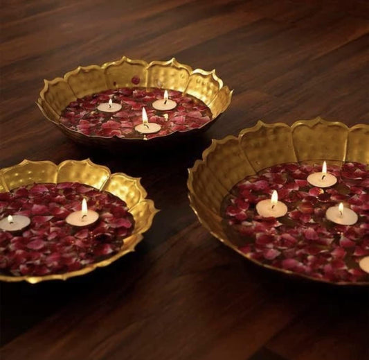 Urli Bowl for Flowers,Taj Design Diya Bowls,Tea Light Candles Home,Office & Table Decor, Diyas for Festival Set Of 3