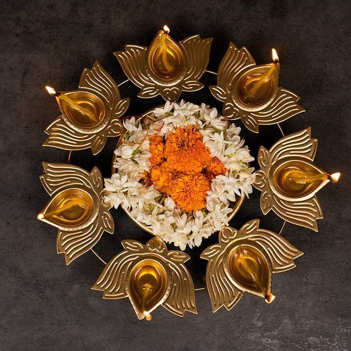 Urli Bowl Handcrafted (12 Inch) Kamal Diya Urli Bowl for Floating Flowers and T- Light Candles Diwali Home Decor