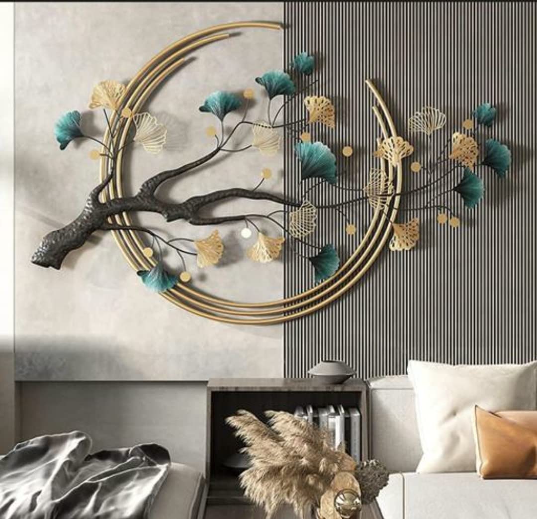 Metal Wall Art, Modern Luxury Metal Wall Nature Art Decor, Metal Wall-Mounted Sculpture,50x26INCH -Multicolor