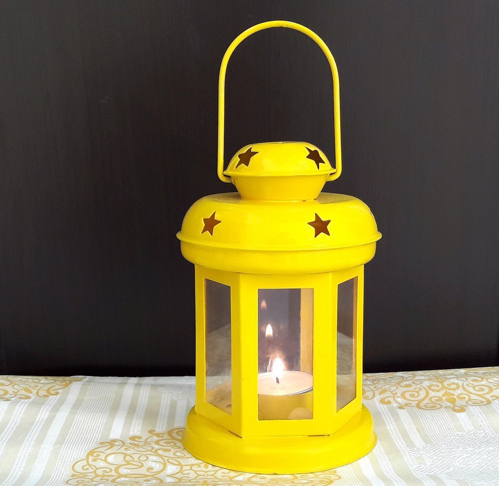 Decorative Tealight Candle Holder Hanging Lantern (6 inch x 3.7 inch) - Decoration Items for Home Set Of 1