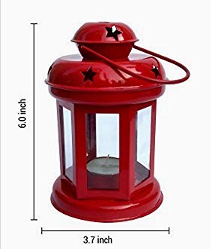 Decorative Tealight Candle Holder Hanging Lantern (6 inch x 3.7 inch) - Decoration Items for Home Set Of 1