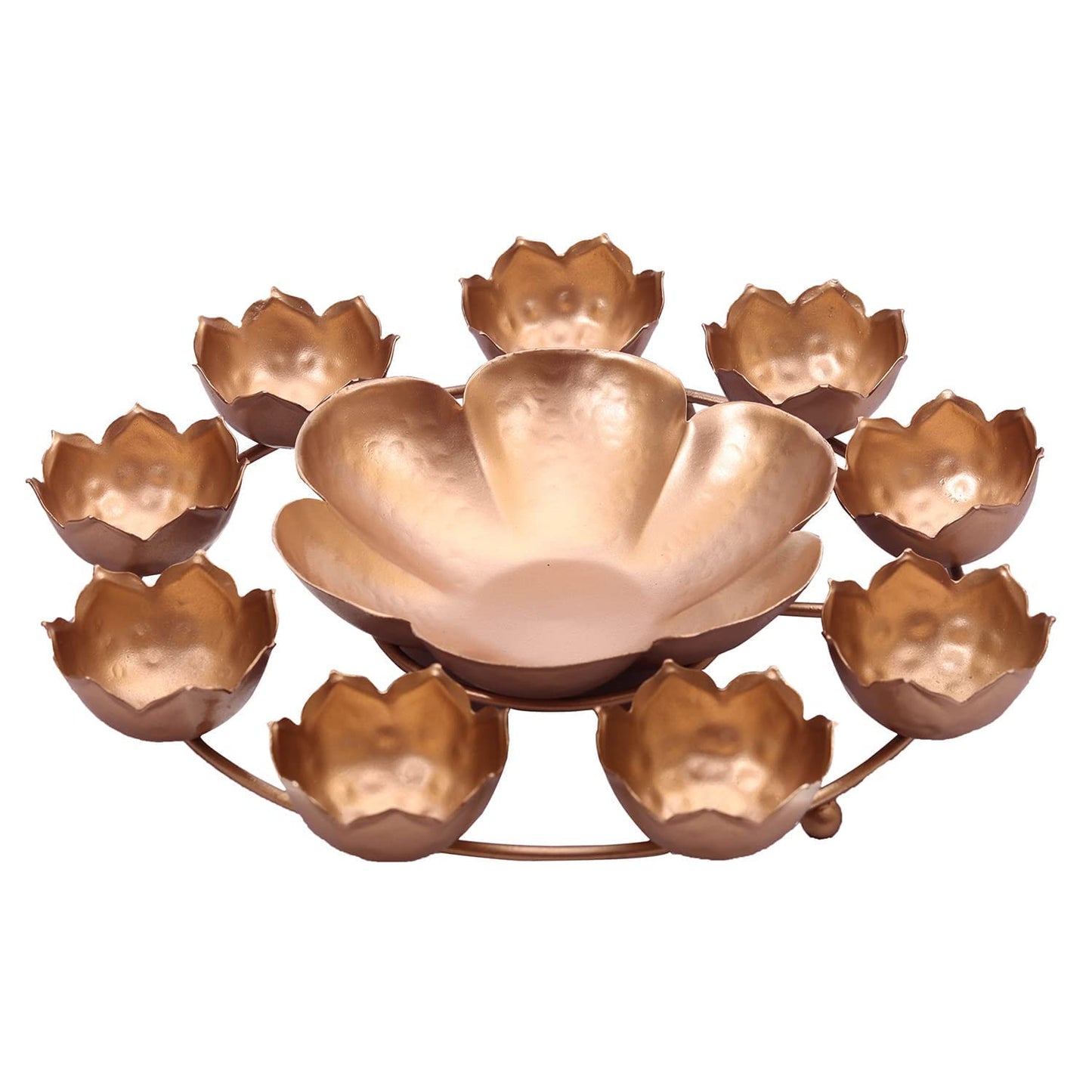 Metal Diya Traditional Lotus Urli Tealight Holder Golden (Pack of 1)