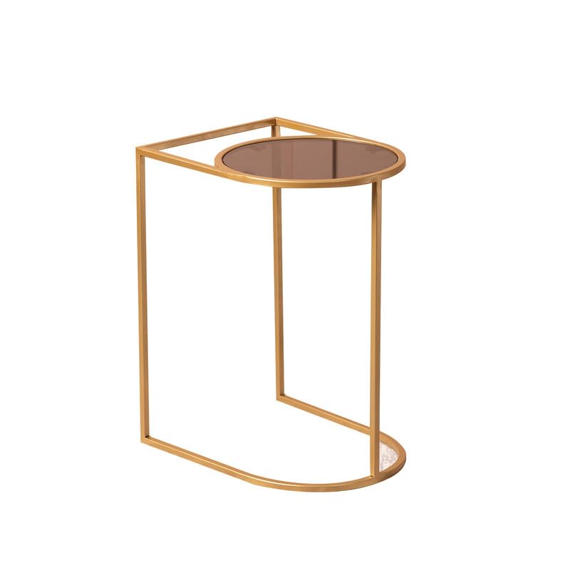 Side Table for Living Room | Bed Side Table for Bedroom | Glass Table for Living Room décor Metallic end Table (20 inch Height, Gold)