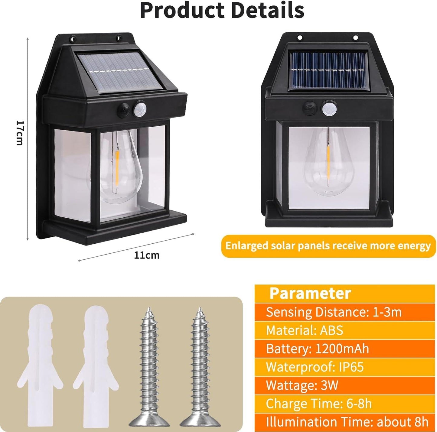 Outdoor Motion Sensor Solar Light Garden Wall Light 3 Modes