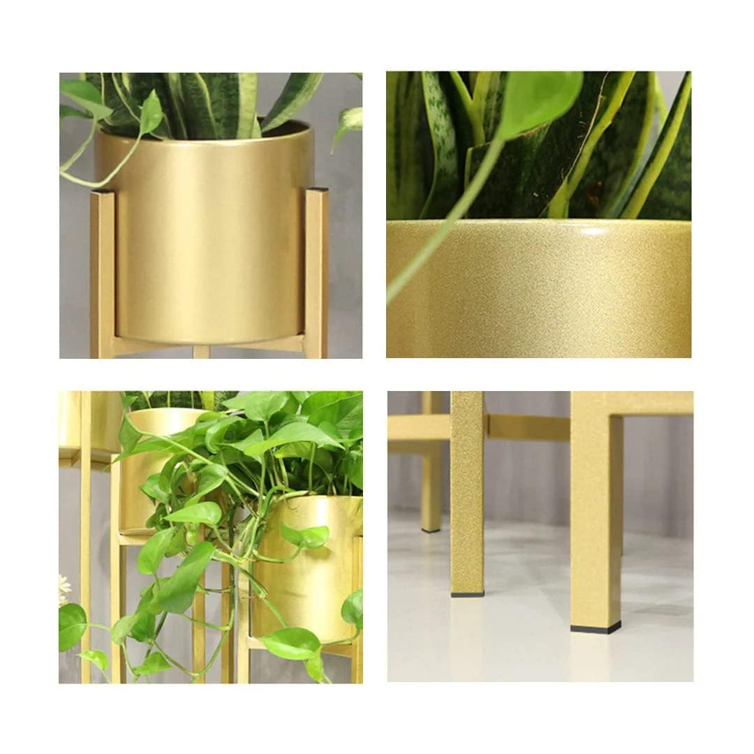 Gold Metal Floor Flower Stand for Indoor Living Room Pot Stand For Outdoor Plants, Metal planter set of 3 ( Gold )