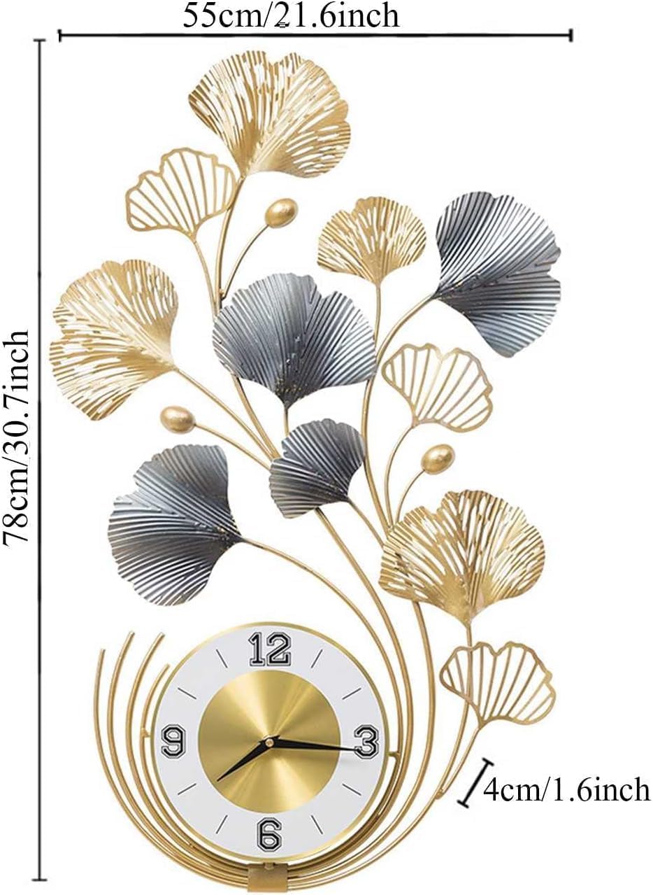 Metal Wall Clock Decorative Metal Silent Non Ticking Wall Clocks Modern Clock for Living Room,