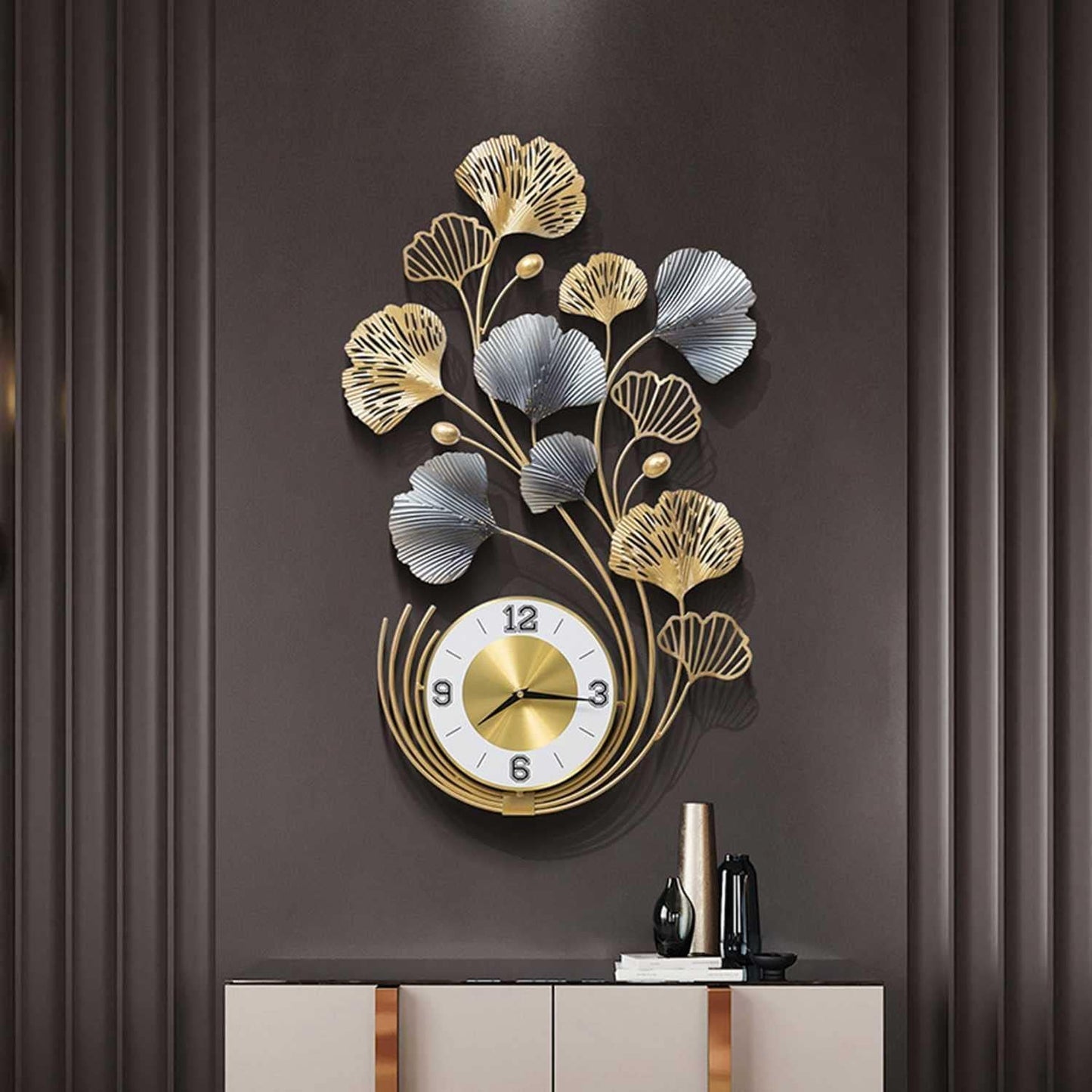 Metal Wall Clock Decorative Metal Silent Non Ticking Wall Clocks Modern Clock for Living Room,