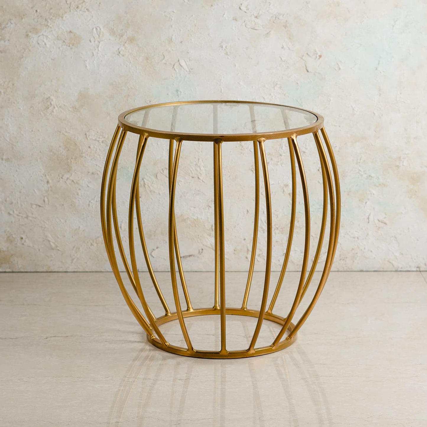 Side Table for Bedroom Glass Table Bed Side Table for Bedroom |Side Table for Living Room (18 inch, Cage Gold)