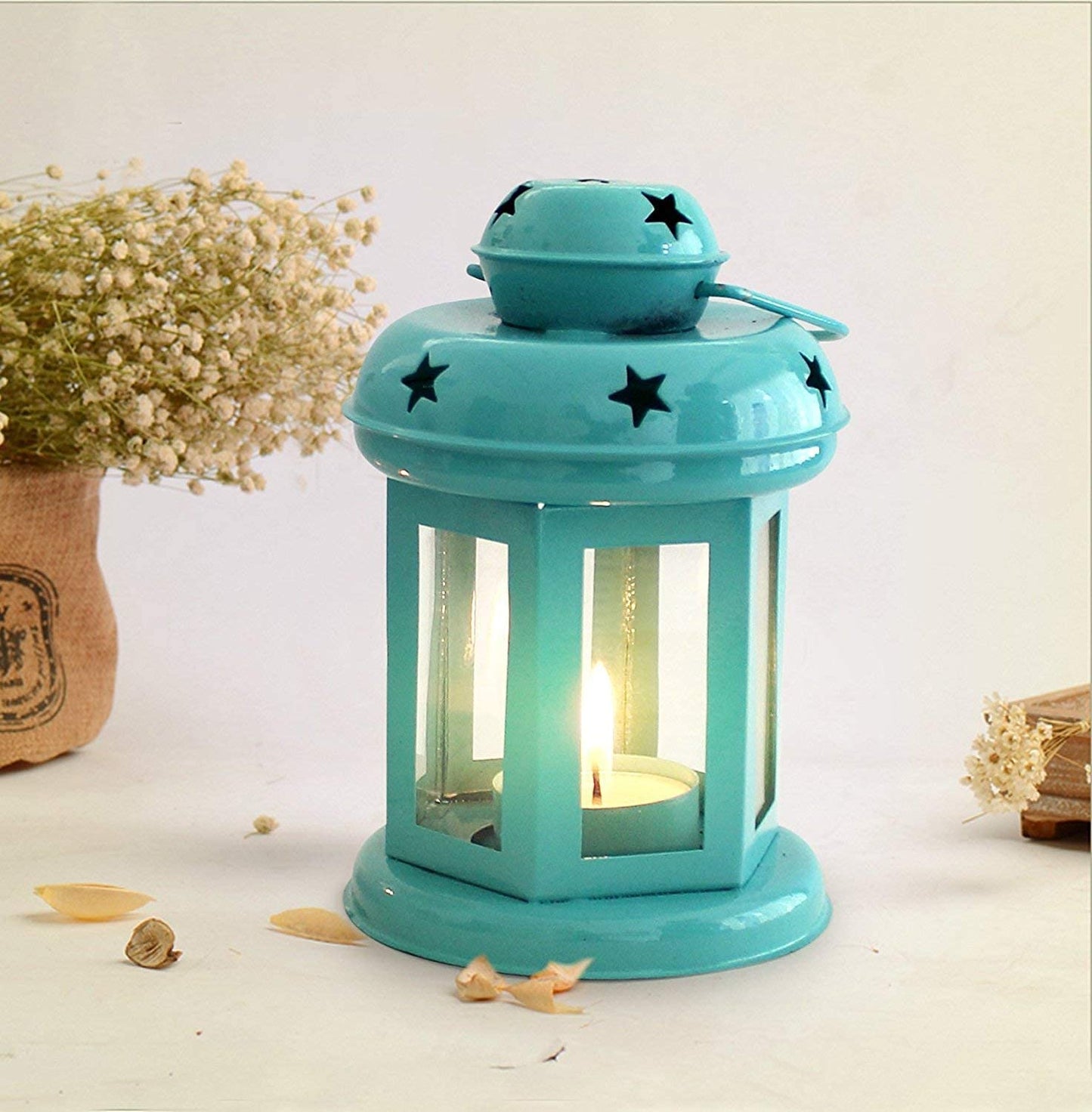 Decorative Tealight Candle Holder Hanging Lantern (6 inch x 3.7 inch) - Decoration Items for Home Set Of 1