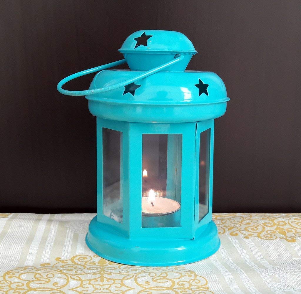 Decorative Tealight Candle Holder Hanging Lantern (6 inch x 3.7 inch) - Decoration Items for Home Set Of 1