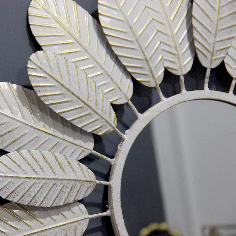 Dreamy Feathers Round Mirror Wall Decor