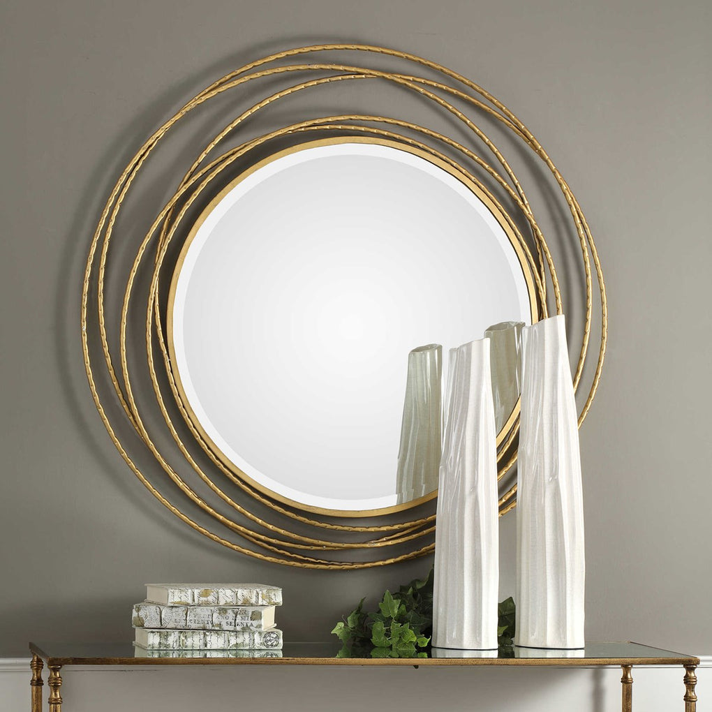 Golden Circel Mirror Metal Wall Decorative